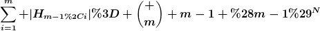 [latex]\sum_{i=1}^m |H_{m-1,i}|= \binom m {m-1} (m-1)^N[/latex]