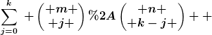 [latex]\sum_{j=0}^k~ \begin{pmatrix} m \\ j \end{pmatrix}*\begin{pmatrix} n \\ k-j \end{pmatrix}  [/latex]