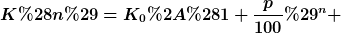[latex]K(n)=K_{0}*(1+\frac{p}{100})^n [/latex]