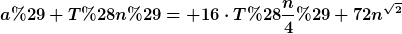 [latex]a) T(n)= 16\cdot{}T(\frac{n}{4})+72n^{\sqrt{2}}[/latex]