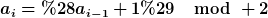 [latex]a_i=(a_{i-1}+1)\mod 2[/latex]
