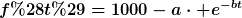 [latex]f(t)=1000-a\cdot e^{-bt}[/latex]