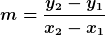 [latex]m=\frac{y_2-y_1}{x_2-x_1}[/latex]