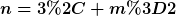 [latex]n=3, m=2[/latex]