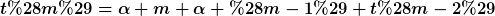 [latex]t(m)=\alpha m+\alpha (m-1)+t(m-2)[/latex]
