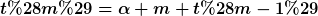 [latex]t(m)=\alpha m+t(m-1)[/latex]