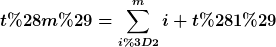 [latex]t(m)=\sum_{i=2}^mi+t(1)[/latex]