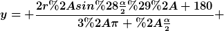 [latex]y= \frac{2r*sin(\frac{\alpha}{2})* 180}{3*\pi *\frac{\alpha}{2}} [/latex]