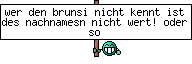 wer den brunsi nicht kennt ist des nachnamesn nicht wert! oder so &auml;hnlich